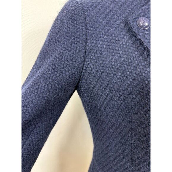 Vince Womens Navy Wool Blend Woven Button Blazer Size 6 Academia Preppy Designer - Picture 2 of 16